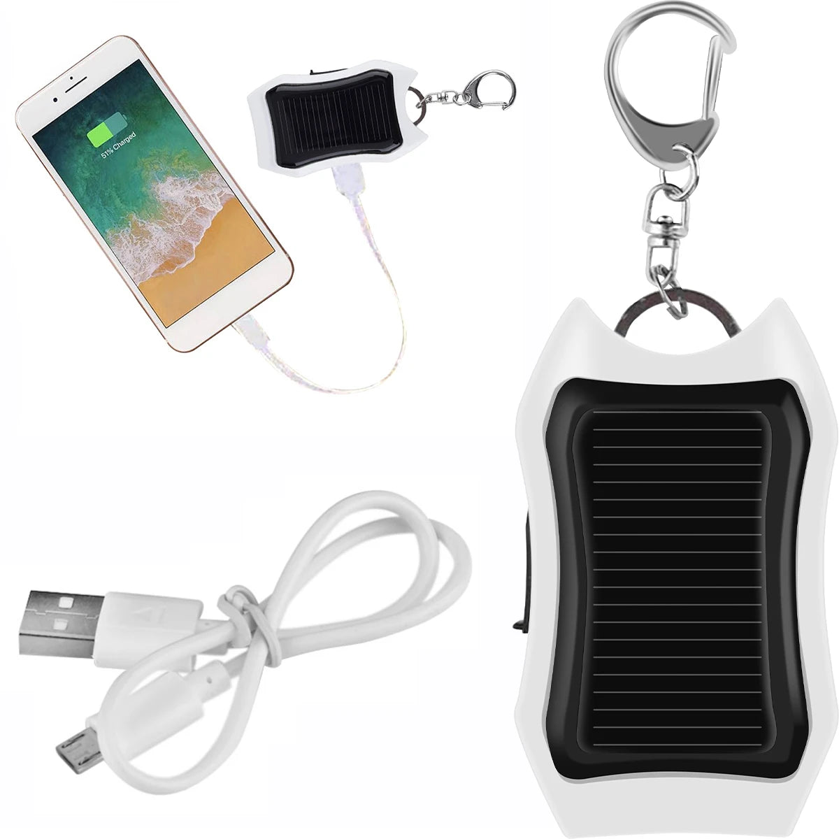 1200mAh Mini Solar Charger Keychain Solar Portable Battery Pack Fast Charging Player Tablet Cellphone Backup Power Bank Sistemle