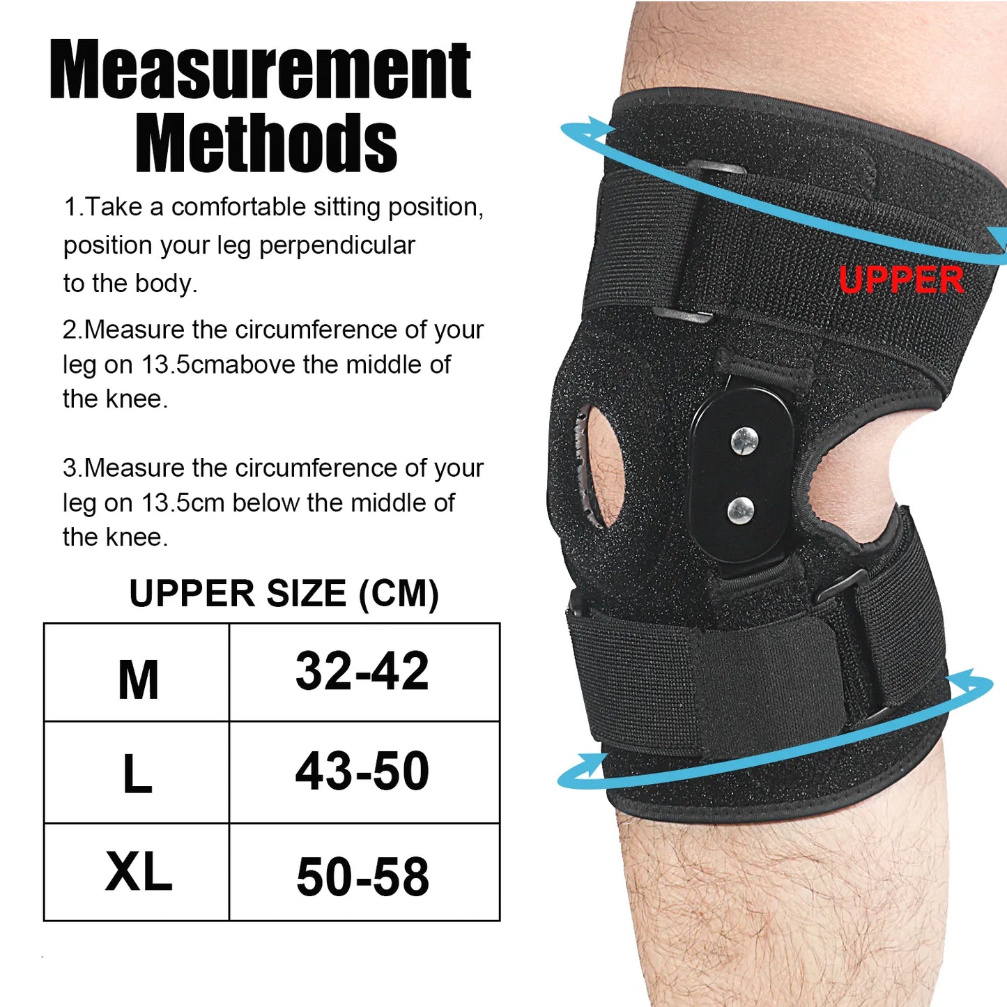 1PC Adjustable Hinged Knee Brace Knee Support Wrap for Meniscus Tear Patellar Tendon Support, Pain Relief Strains, Sprains etc.