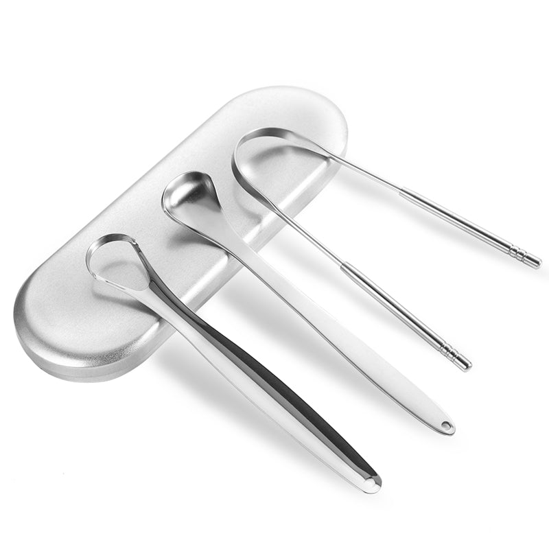 Stainless Steel Tongue Scraper Set