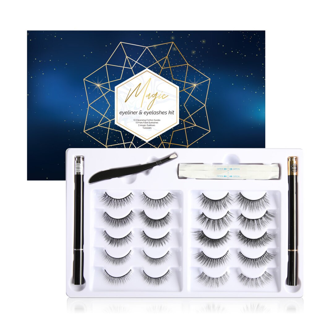 Non magnetic eyeliner and eyelashes kit