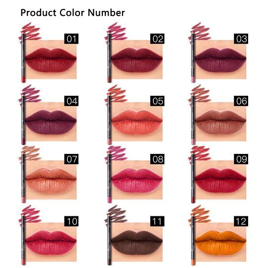 12 Colors Lip Liner Pencil Waterproof Non Marking