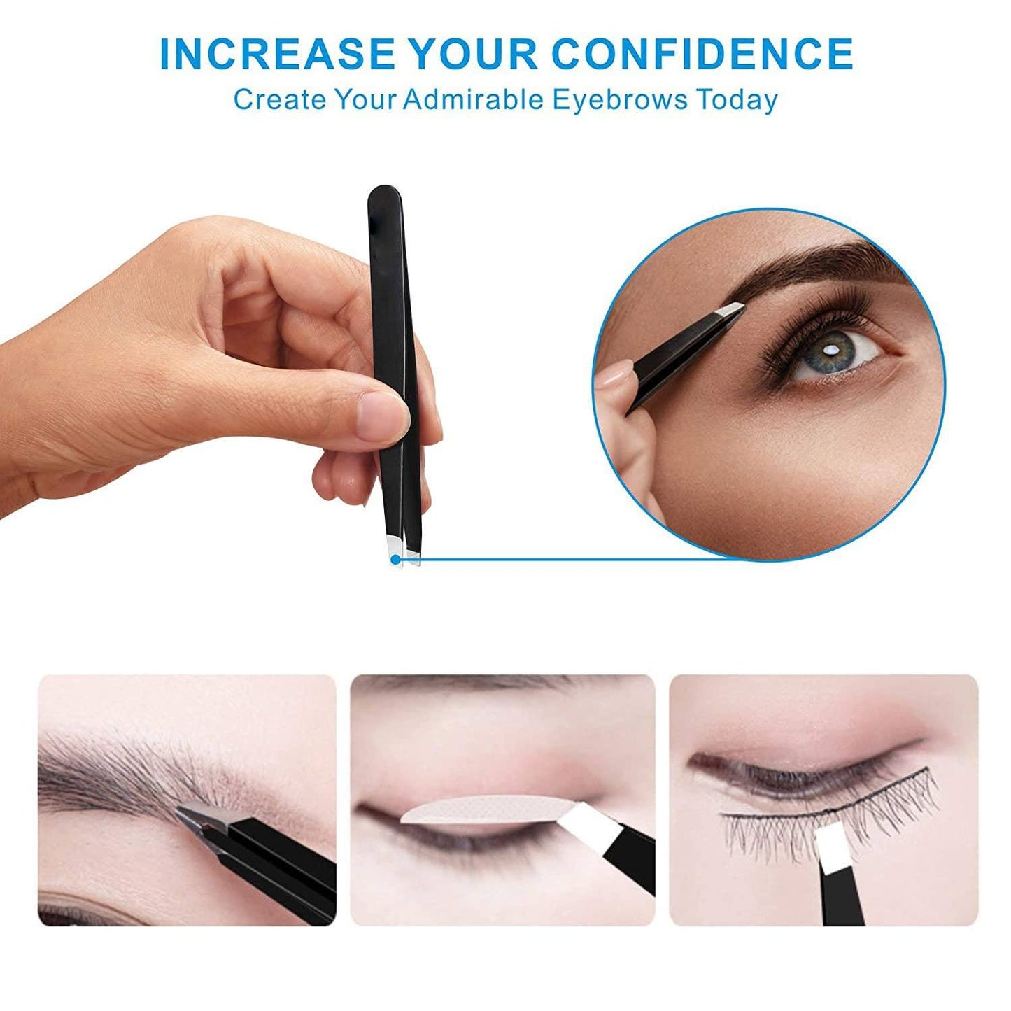 4-in-1 Professional Stainless Steel Tweezers for Eyebrows