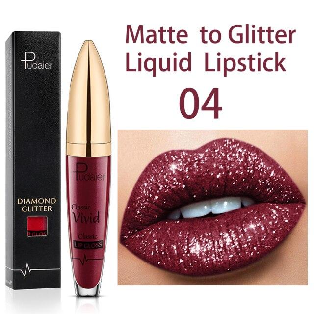 PU Long Lasting Waterproof Diamond Shimmer Metallic Lipcolor