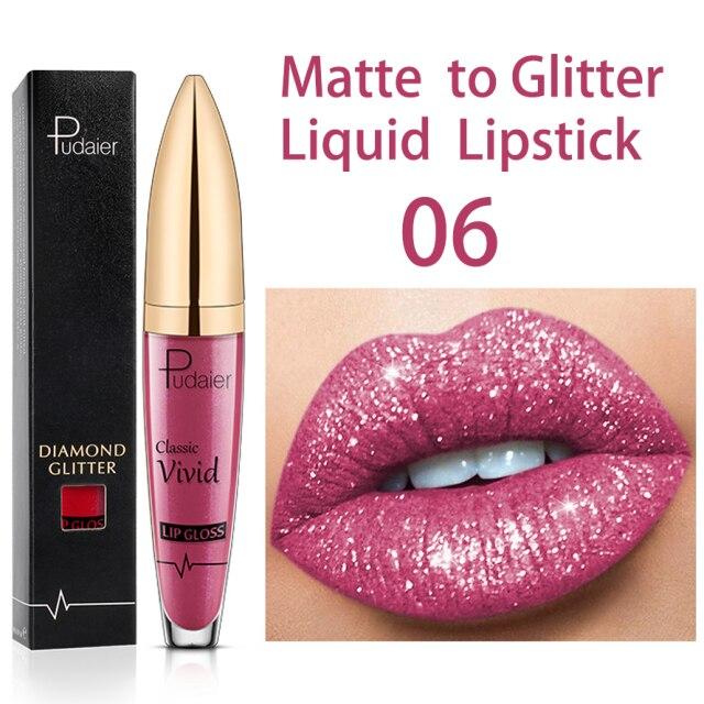 PU Long Lasting Waterproof Diamond Shimmer Metallic Lipcolor