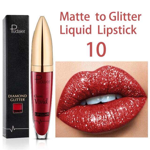 PU Long Lasting Waterproof Diamond Shimmer Metallic Lipcolor