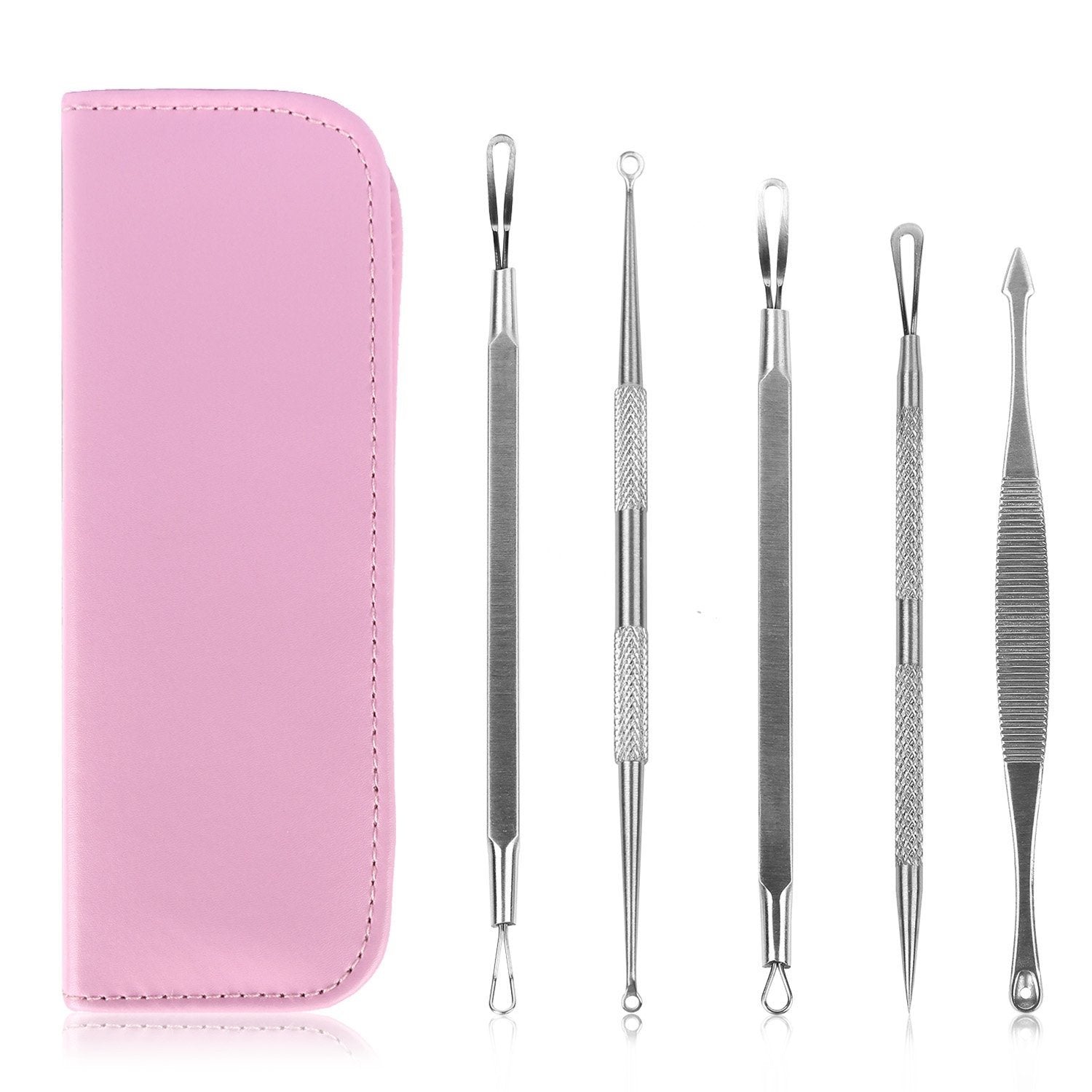 5-Pieces Set: BlackHead Remover Kit Pimple Comedone Extractor Tool Set.