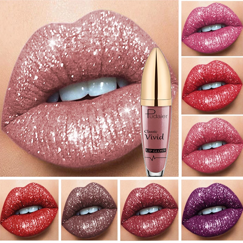 PU Long Lasting Waterproof Diamond Shimmer Metallic Lipcolor