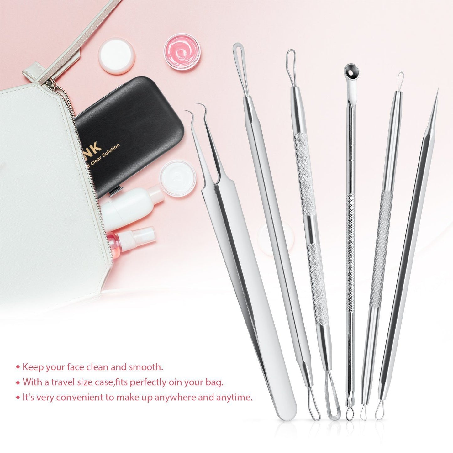 6-Pieces Set: Blackhead Remover Comedones Extractor Acne Removal Kit