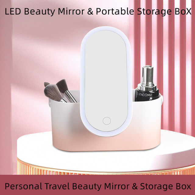 Storage Box with LED Makeup Mirror