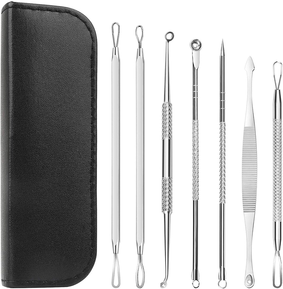 7Pcs Stainless Steel Pimple Pins Blackhead Whitehead Pimple Spot Comedone Extractor Remover Popper Tool Face Care