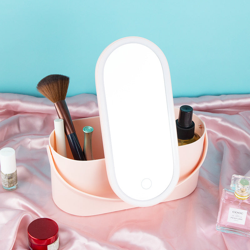 Storage Box with LED Makeup Mirror