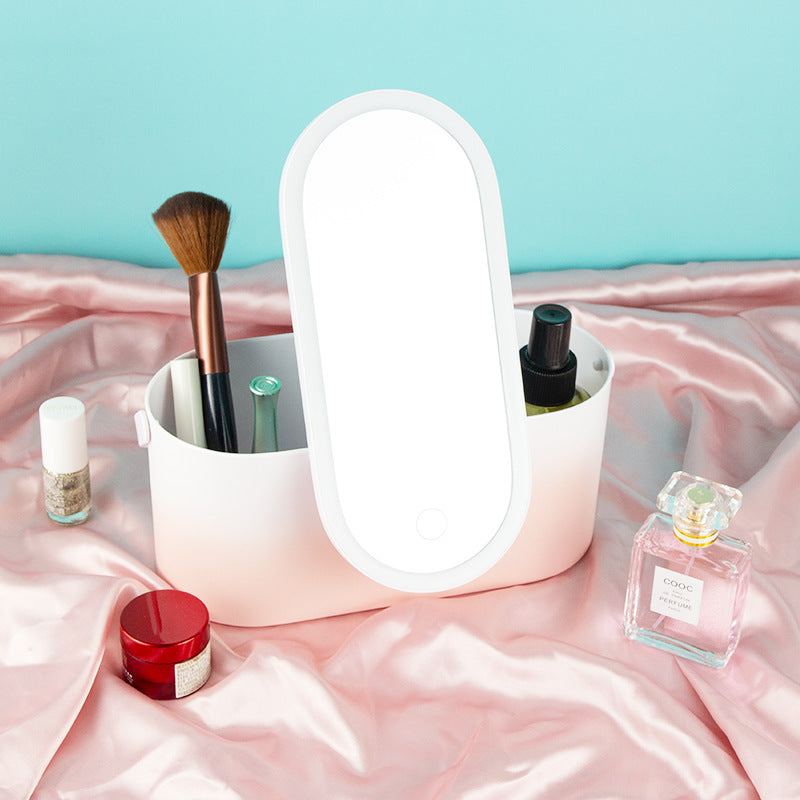 Storage Box with LED Makeup Mirror