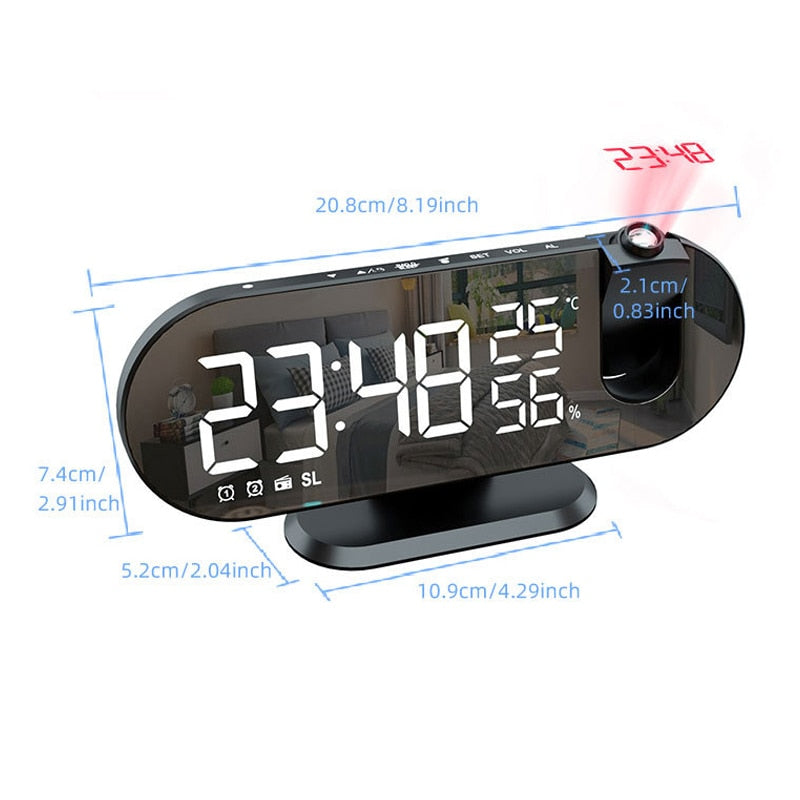 LED Digital Alarm Clock with Projector