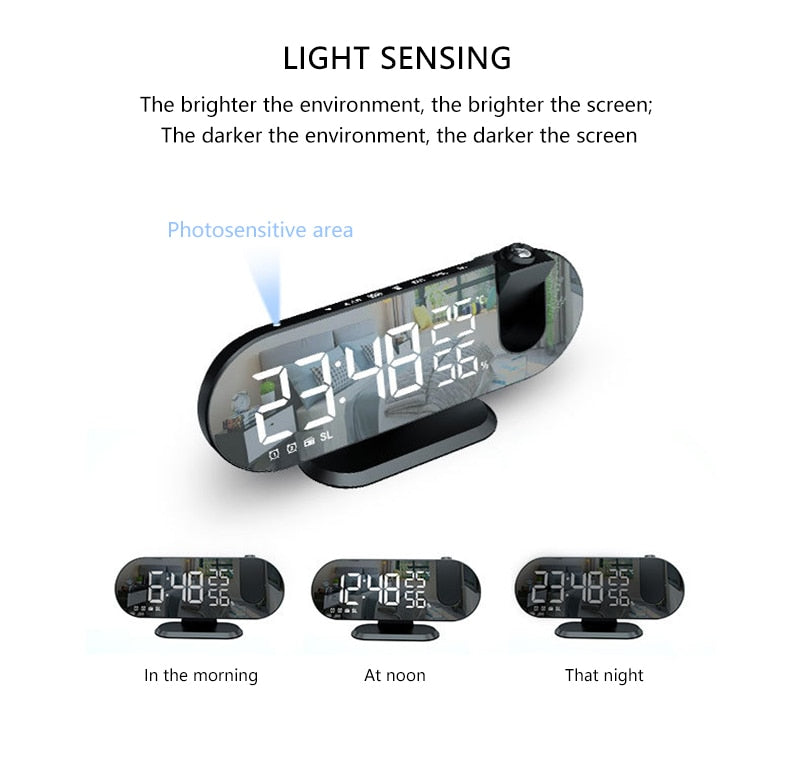 LED Digital Alarm Clock with Projector