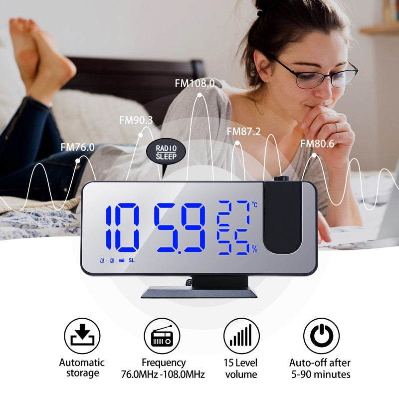 LED Digital Alarm Clock with Projector