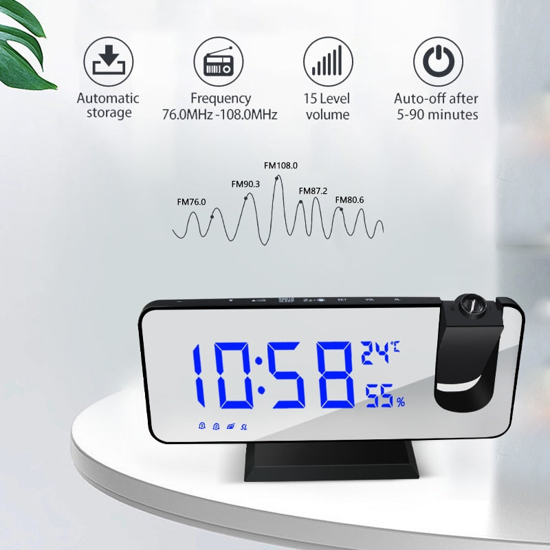 LED Digital Alarm Clock with Projector