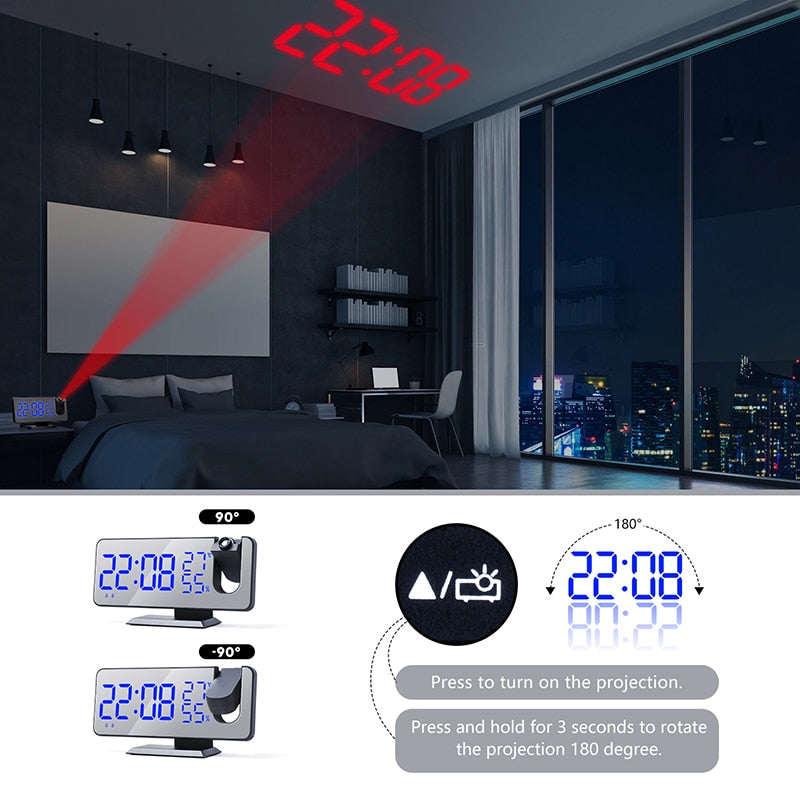 LED Digital Alarm Clock with Projector