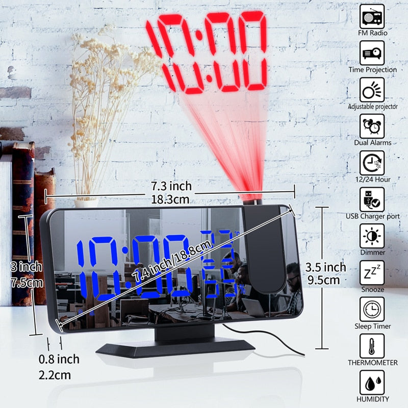 LED Digital Alarm Clock with Projector