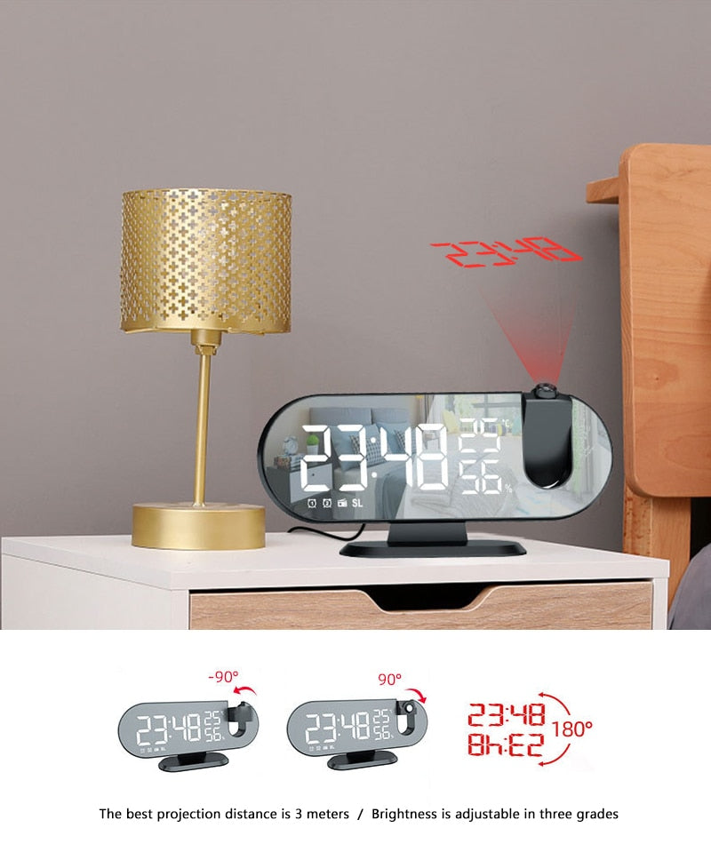 LED Digital Alarm Clock with Projector