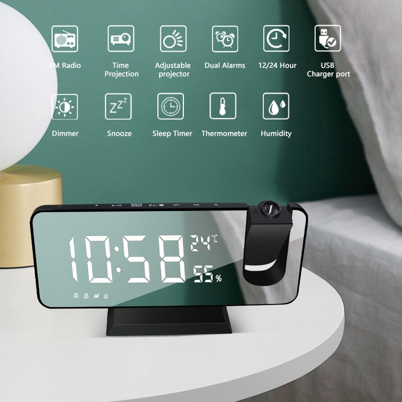 LED Digital Alarm Clock with Projector