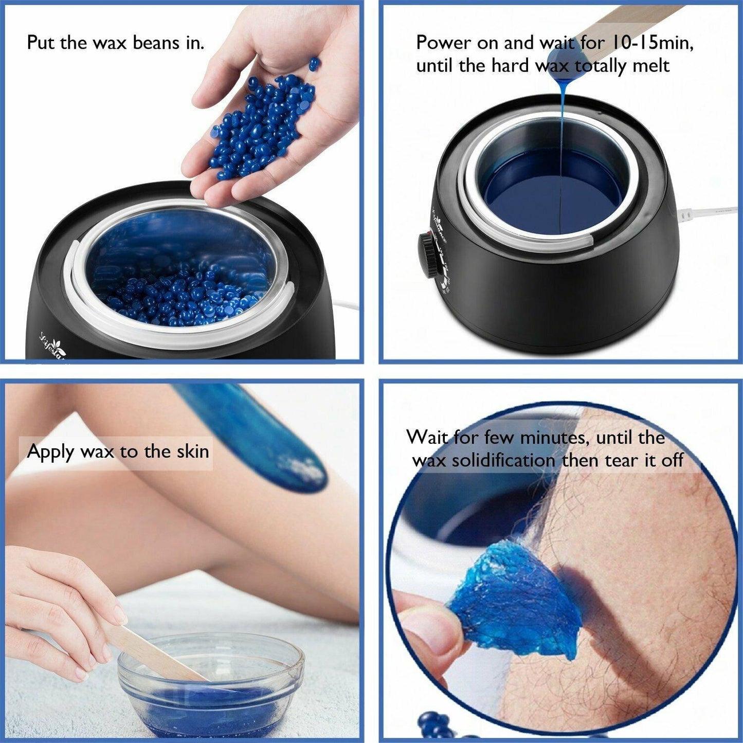 Hot Wax Warmer Hair Removal Depilatory Waxing Kit