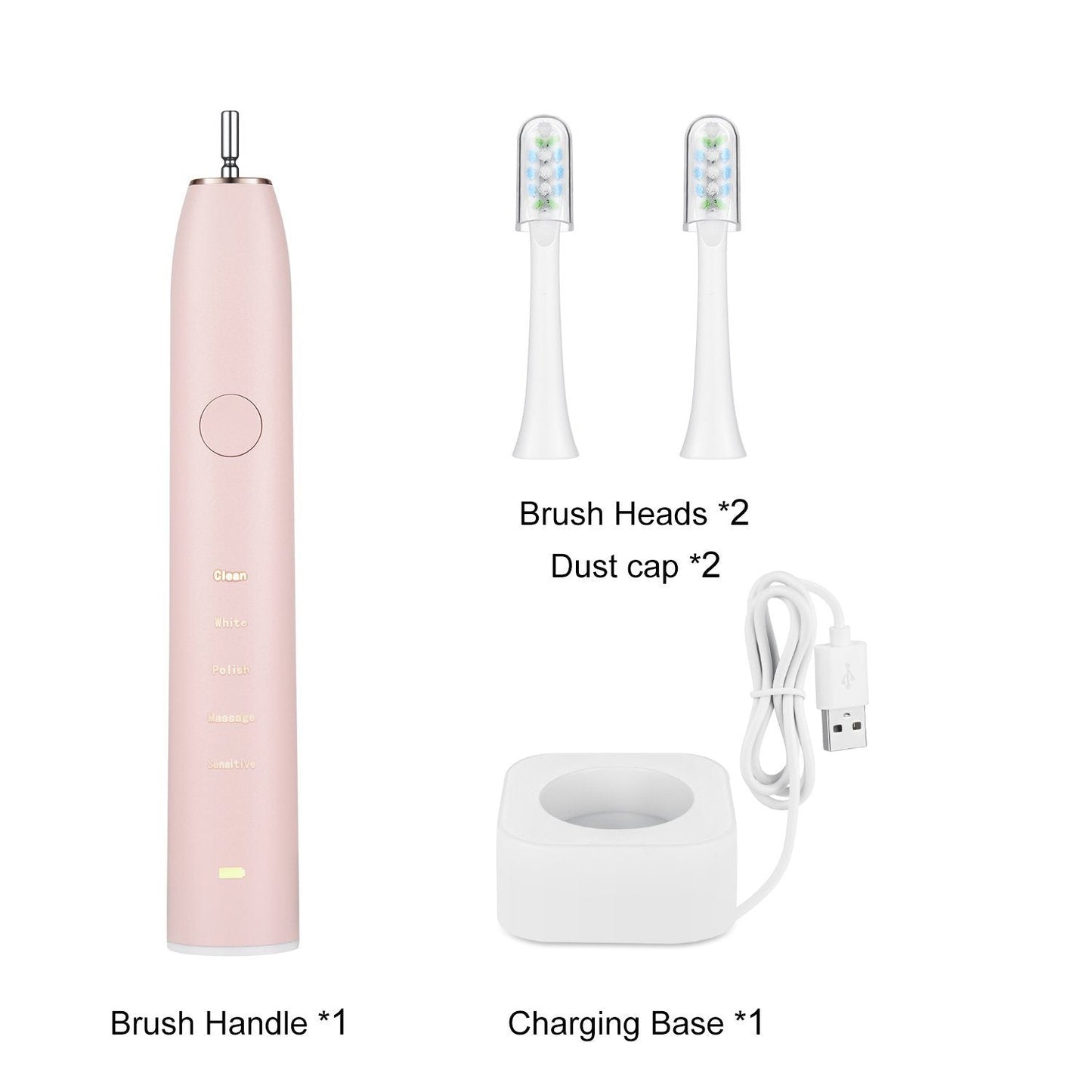 Sonic Electric Toothbrush For Adults Magnetic Charging Waterproof IPX7 Replacement Heads Set