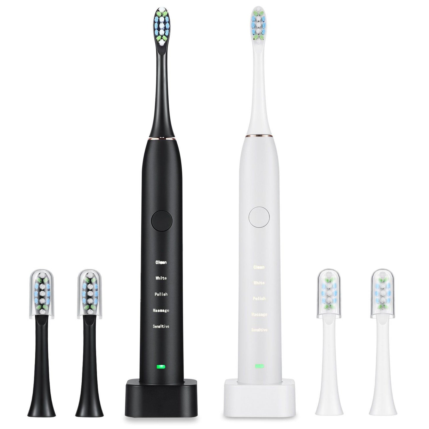 Sonic Electric Toothbrush For Adults Magnetic Charging Waterproof IPX7 Replacement Heads Set