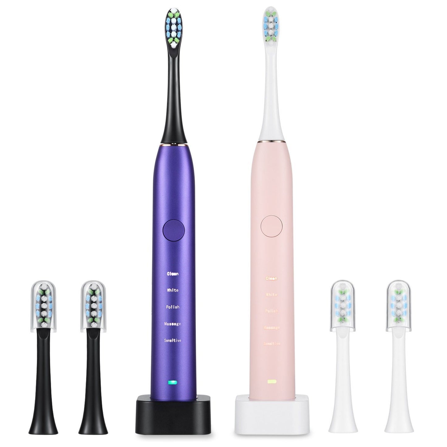 Sonic Electric Toothbrush For Adults Magnetic Charging Waterproof IPX7 Replacement Heads Set