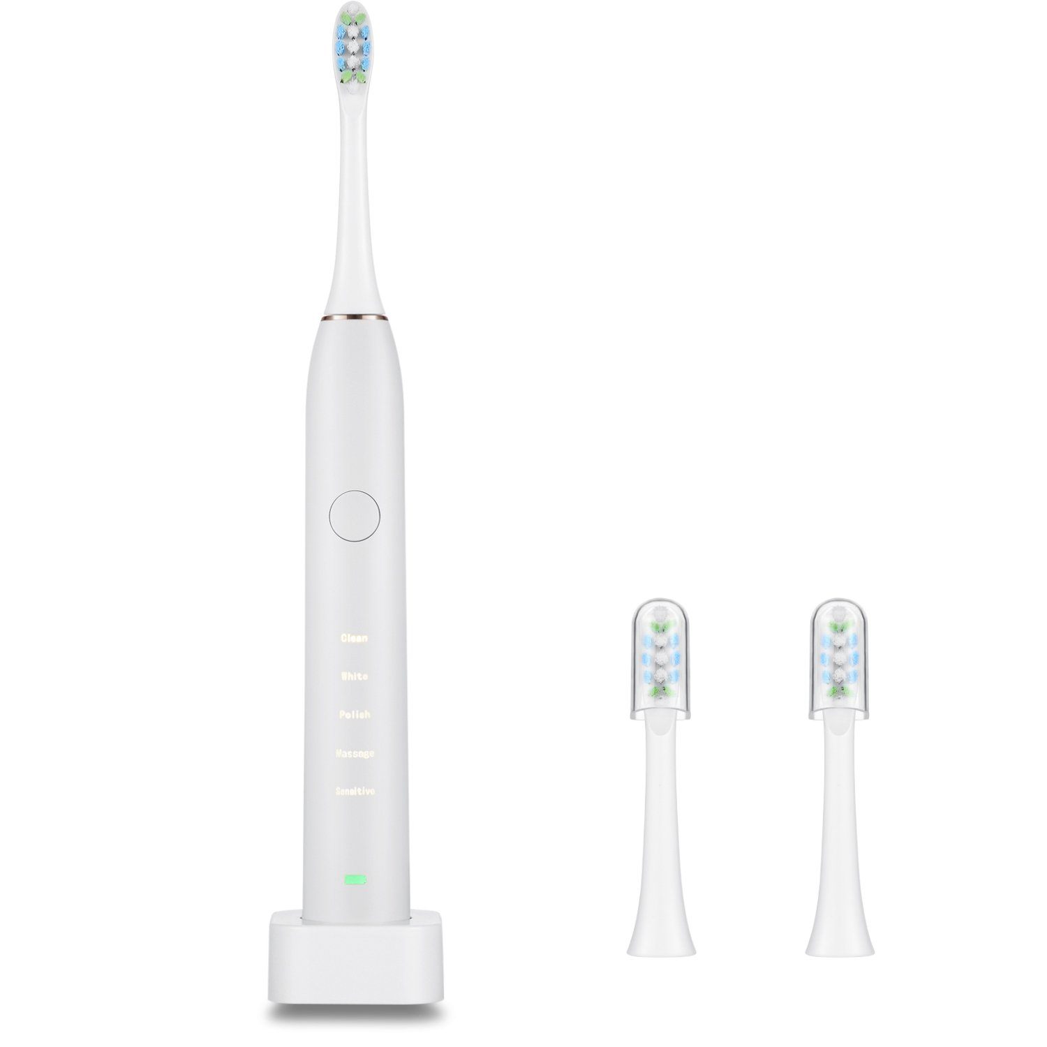 Sonic Electric Toothbrush For Adults Magnetic Charging Waterproof IPX7 Replacement Heads Set.