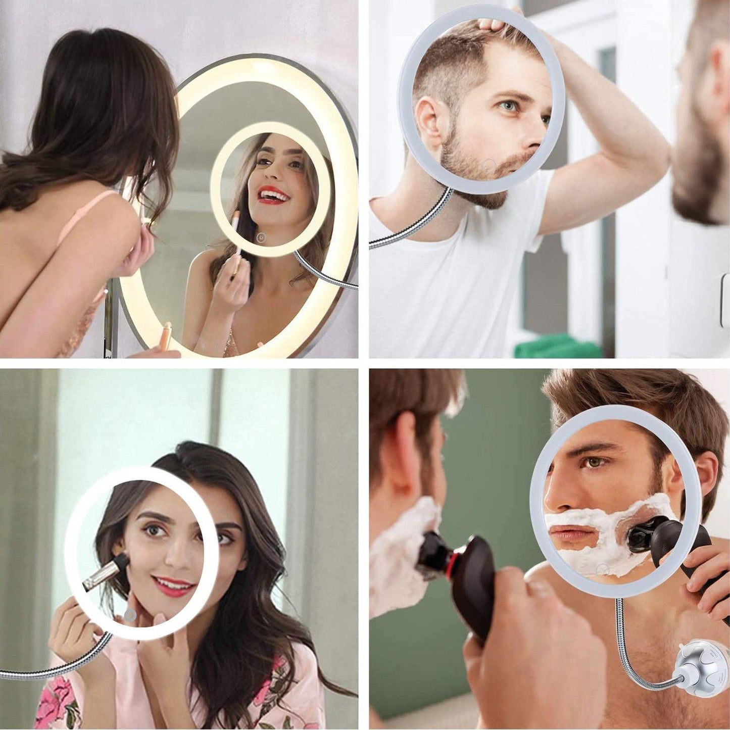 Vanity Mirror 10-Times Magnifying LED Lighted Make-up Swivel Suction Cup Compact Folding